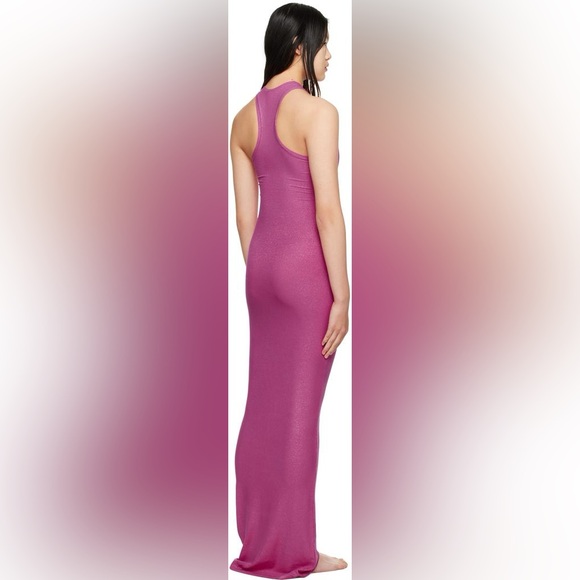 SKIMS Pink Soft Lounge Shimmer Maxi Dress in Fuchsia Foil Magenta  - Size Large - Picture 16 of 16